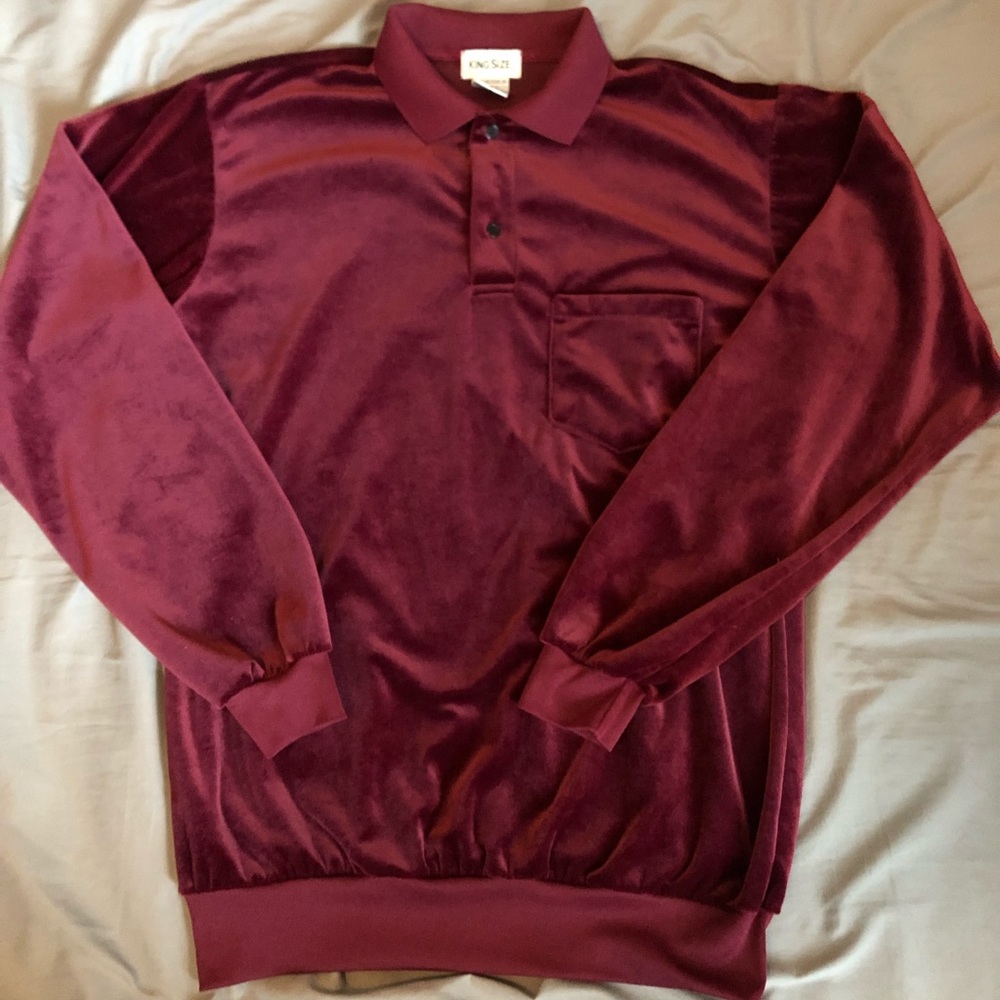Velour long sleeve burgundy red shirt